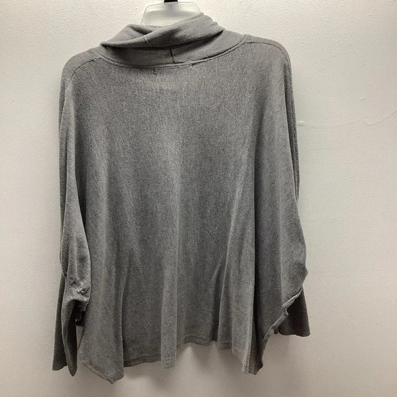 Fever Grey Knit Cowl Neck Tunic Faux Wrap Sweater Top Size Medium Preowned - Picture 4 of 6